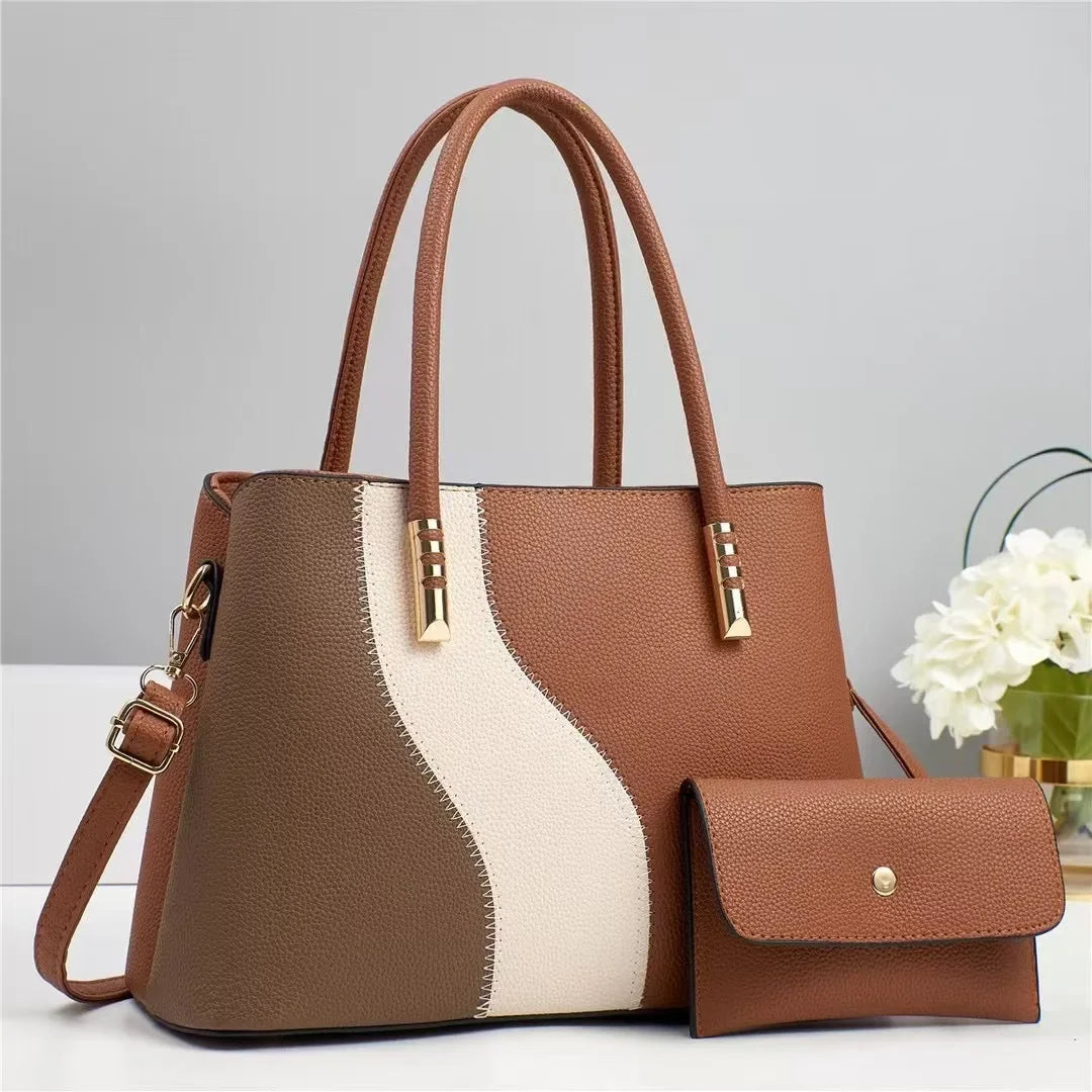 Große Modische Damenhandtasche im Farbblock Design – Sommer Schulter- & Crossbody Tasche mit Weichem Polyesterfutter Kaufschwan®