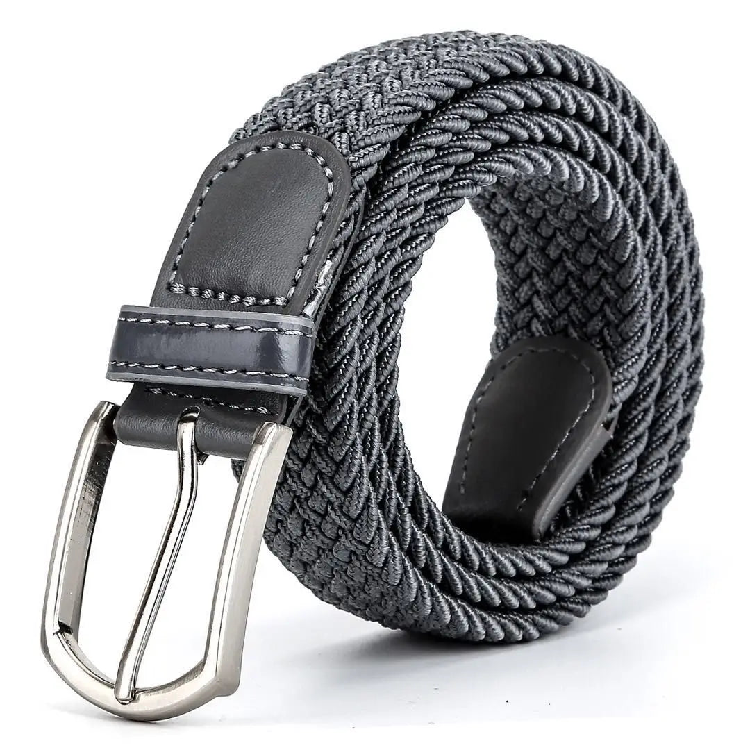 Herren Elastik Gürtel – Geflochtener Stretch Gürtel | Bequemer Freizeit & Golf Gürtel für Jeans & Hosen Kaufschwan® Grau 110cm