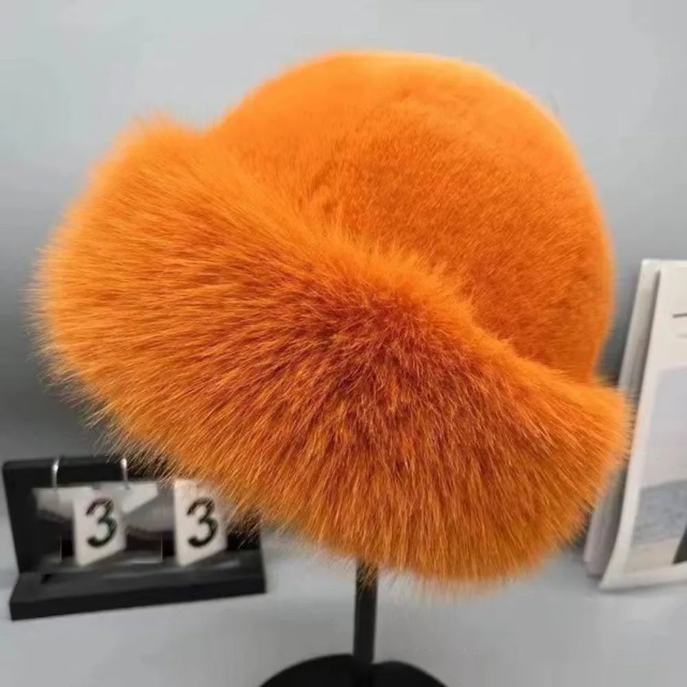 Damen Flauschige Mütze – Warme Wintermütze | Plüsch Mütze für Kalte Schneetage Kaufschwan® Orange