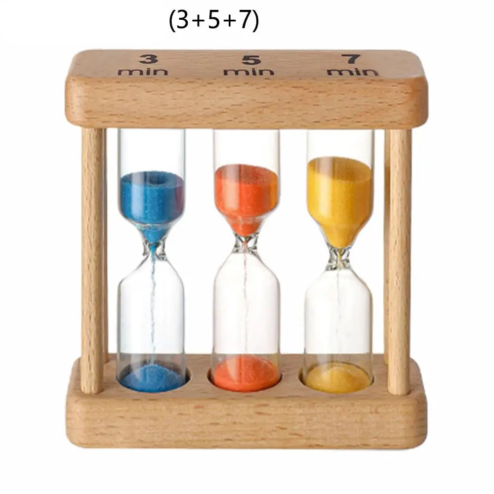 Holz Sanduhr Set – Multifunktionaler Sand Timer für Küche, Unterricht, Sport & Home Office Dekoration Kaufschwan® 3+5+7 Minuten Set
