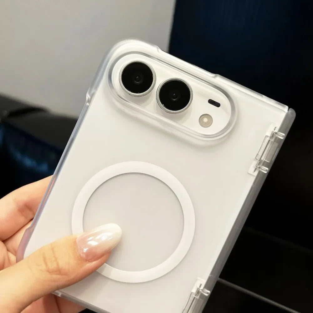 Matte Durchscheinende Magnetische Schutzhülle für iPhone Duo – Ultradünne MagSafe-Kompatible Hülle mit Kabellosem Laden und Scharnierschutz Kaufschwan®