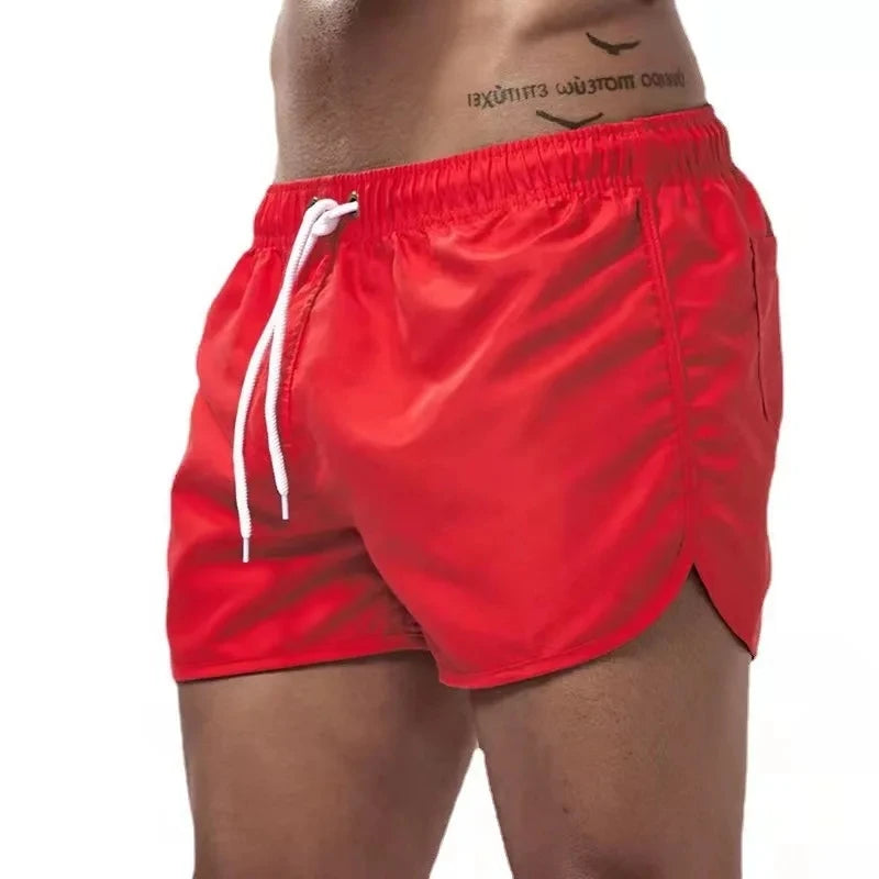 Herren Badeshorts mit Niedriger Taille – Surf Shorts & Boardshorts | Modische und Bequeme Badehose für Sommer & Strand Kaufschwan® M Rot