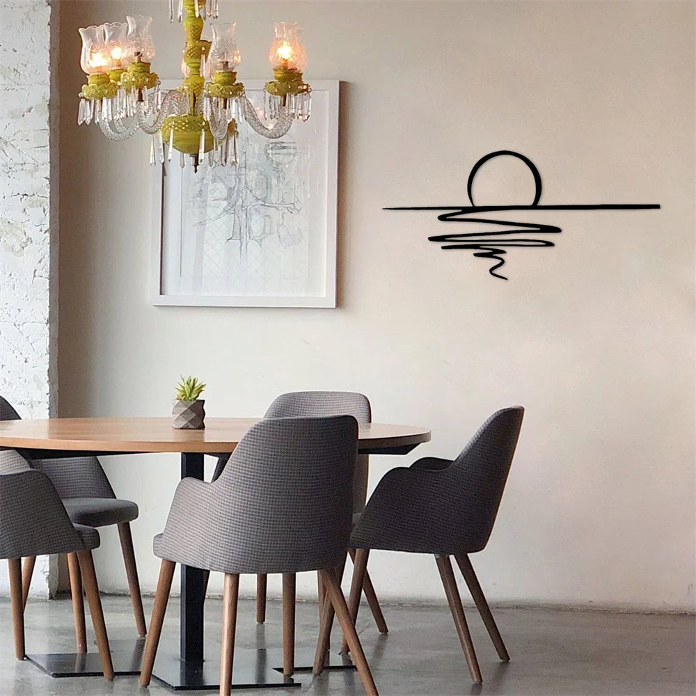 Sonnenaufgang Metall Wandbild – Matte Schwarze Wanddekoration Kaufschwan®