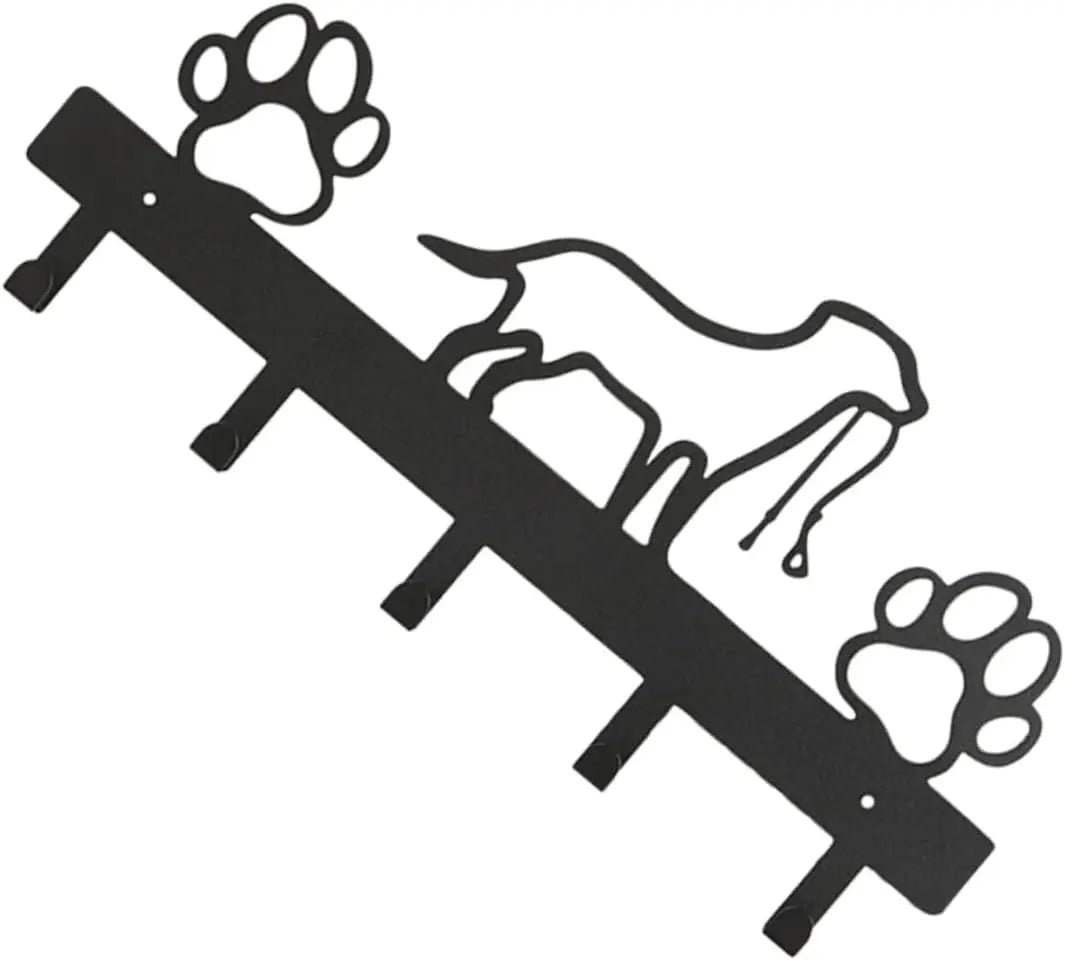 Metall Wandhaken mit Pfotenmotiv – Hundehalter mit 5 Haken | Wandorganizer aus Eisenkunst für Schlüssel, Leinen & Jacken Kaufschwan®