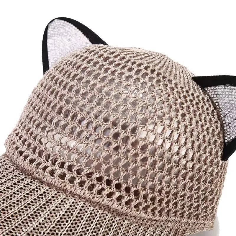 Damen Niedliche Katzenohren Mesh Baseballkappe | Verstellbare Sonnenschutz Baseballcap Kaufschwan®