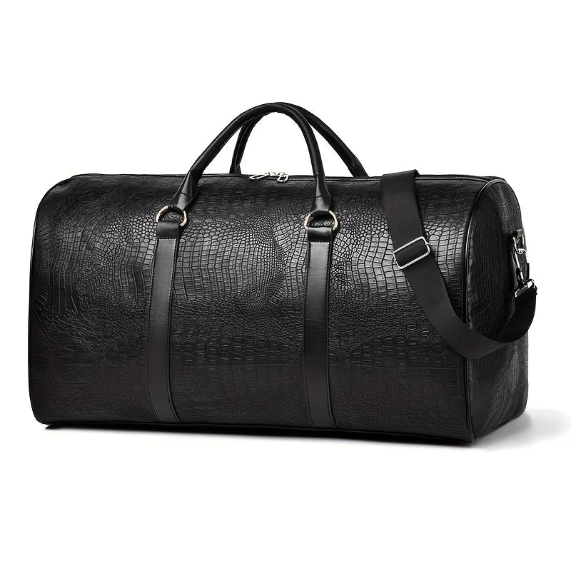 Große Retro Reisetasche mit Krokodilprägung – Robuste Unisex Duffle Bag für Urlaub & Reisen | Vielseitiges Geschenk für Damen & Herren Kaufschwan® Schwarz