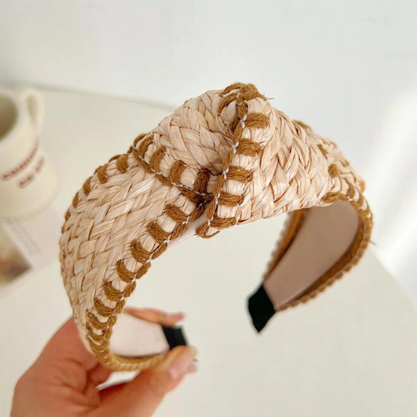 Strohgeflochtener Haarreif – Modischer Sommer-Turban-Haarreifen für Damen | Leichtes Haaraccessoire für Erwachsene