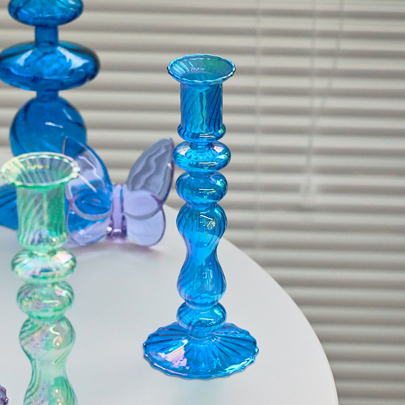 Floriddle Retro Kerzenständer – Hohe Stabkerzenhalter im Glasvasen-Stil für Zuhause, Party & Hochzeitsdekoration Kaufschwan®