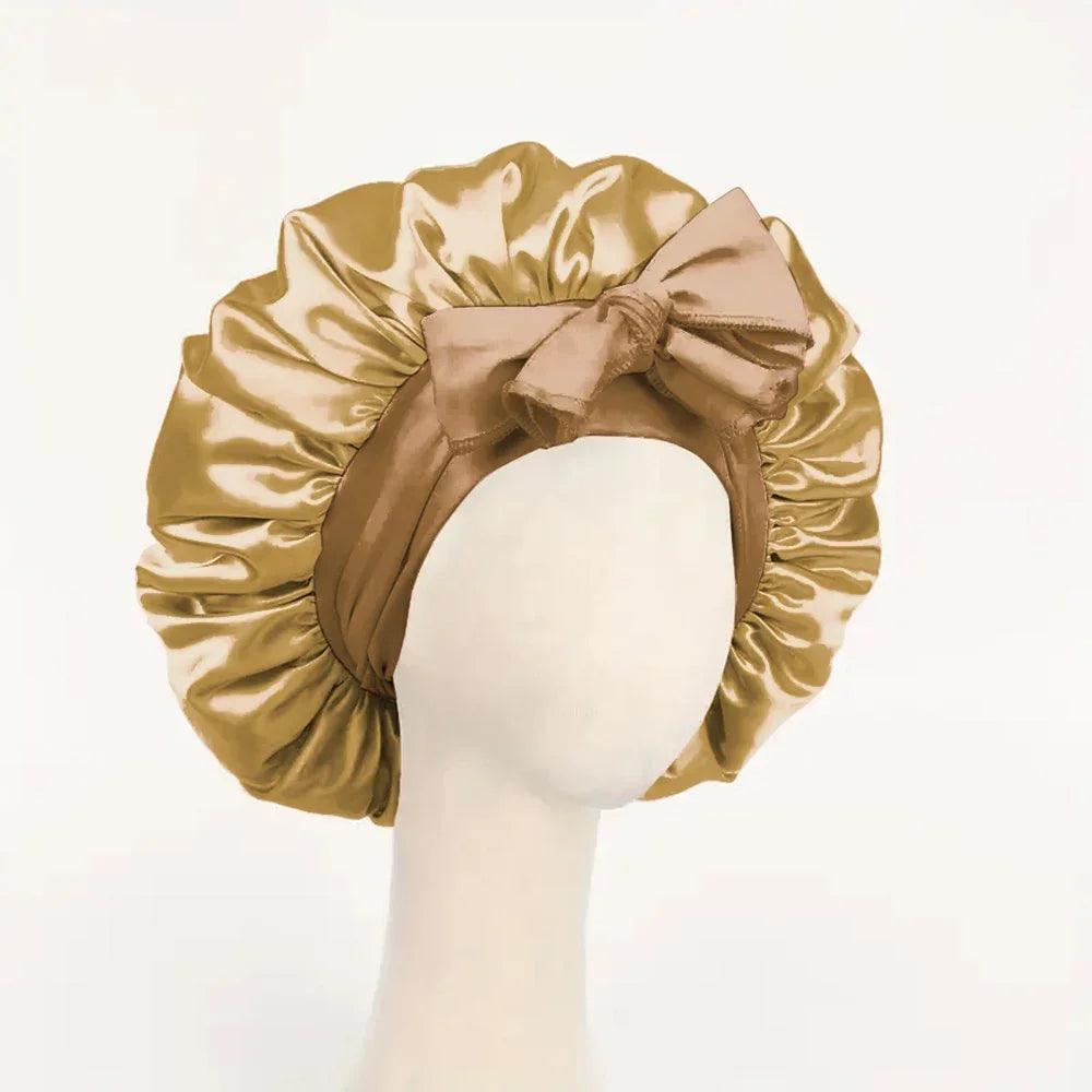 Verstellbare Satin-Schlafhaube – Seidig Weiche Haarhaube mit Bindeband für Damen und Herren