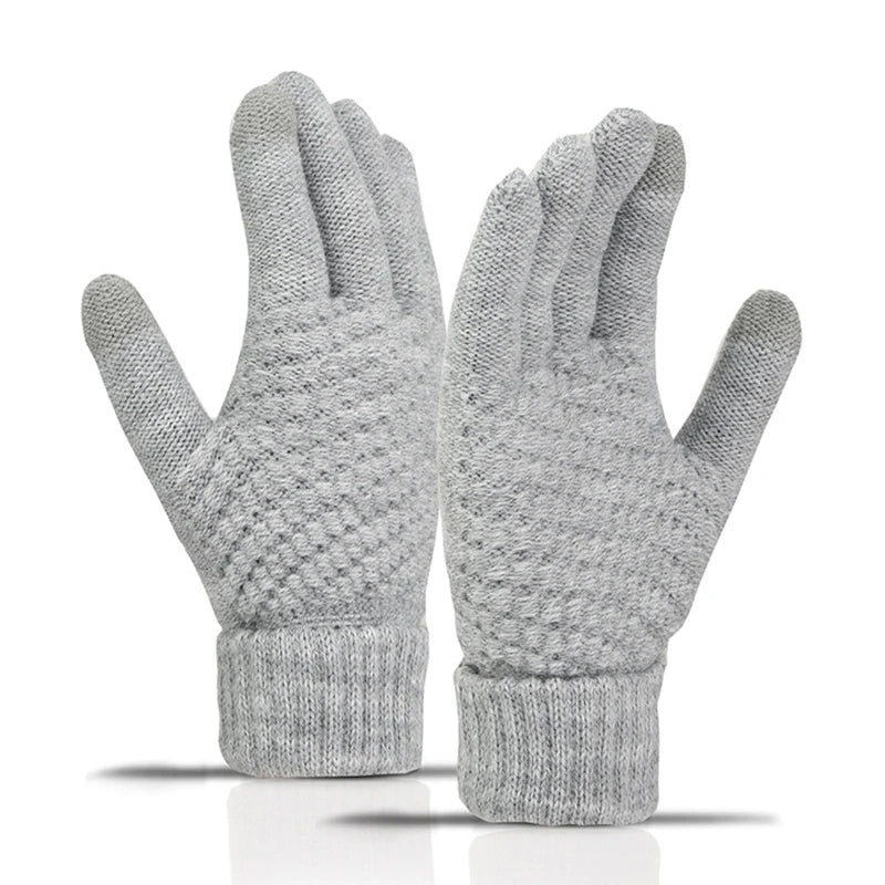 Winter Touchscreen Strickhandschuhe – Warme Unisex Vollfinger Handschuhe | Verdickte Strickhandschuhe aus Kunstwolle für Damen & Herren Kaufschwan®