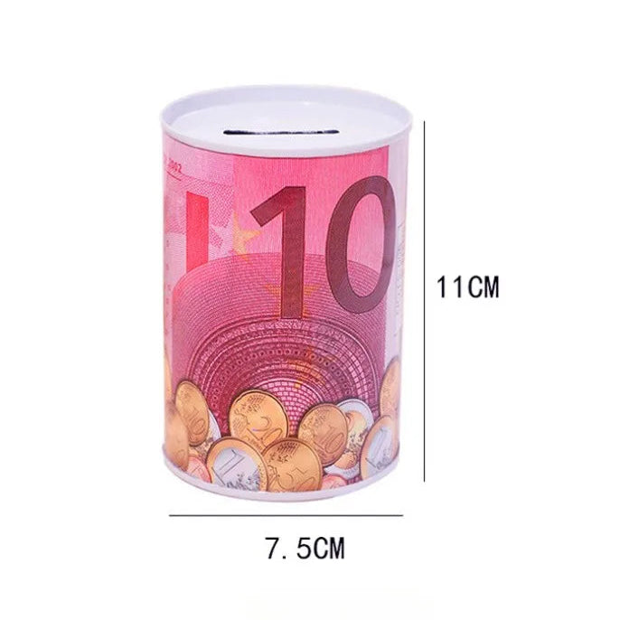 Zylindrische Euro Design Blech Sparbox – Wiederverwendbare Münz Aufbewahrung für Zuhause Kaufschwan®