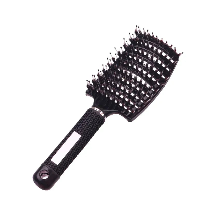 Exfoliating Haarbürste – Borstenkamm für Nasses & Lockiges Haar | Damen Stylingbürste & Perückenpflege Kaufschwan® Schwarz