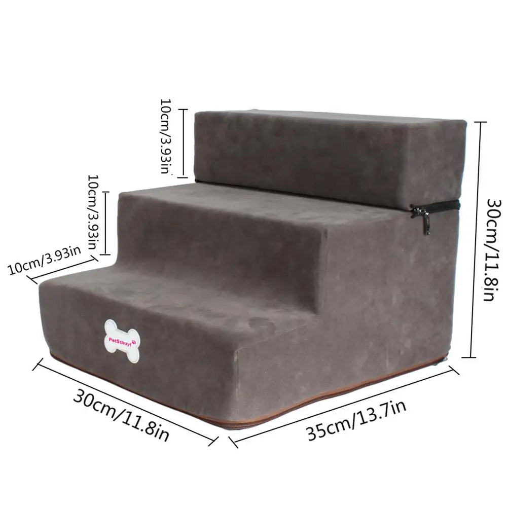 3-Stufen Hundetreppe 30cm – Rutschfeste Abnehmbare Haustiertreppe für Kleine Hunde & Katzen Kaufschwan® Grau