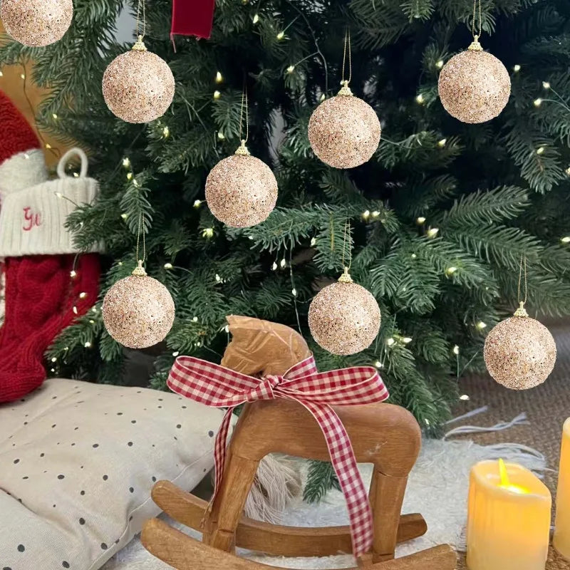 6–30 Stück Champagner Gold Glitzer Weihnachtskugeln – 6CM Christbaumkugeln | Festliche Deko für Weihnachten & Neujahr Kaufschwan®