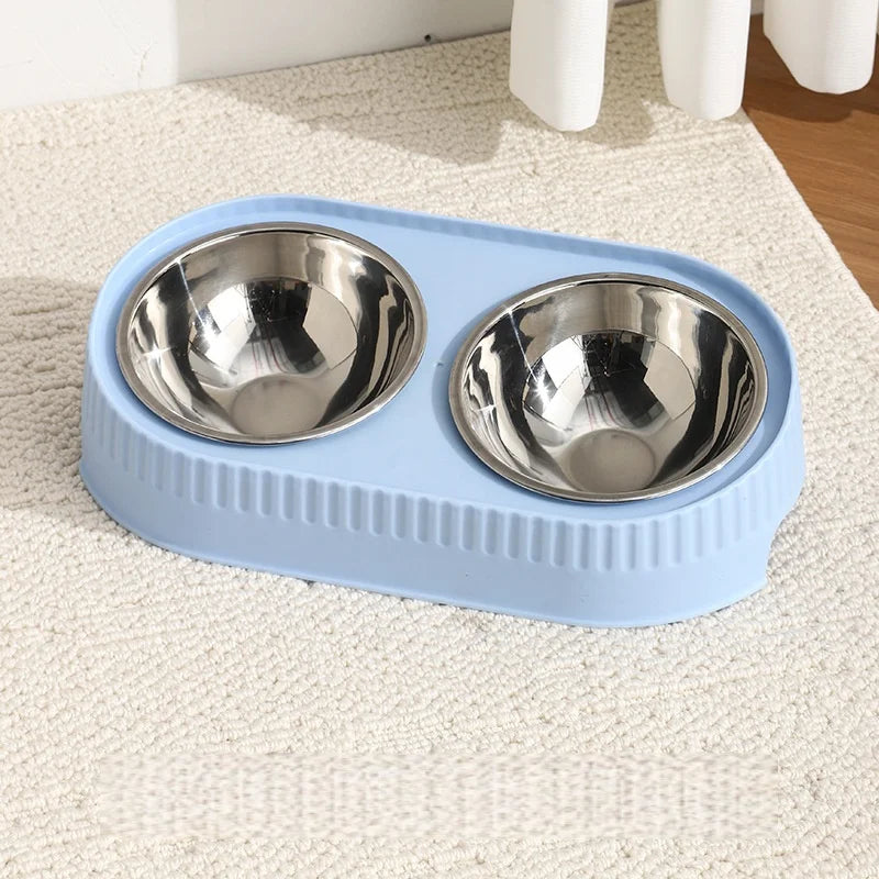Pastell Haustier Doppelnapf – Komfortable Futterstation mit Erhöhter Position Kaufschwan® Blau 400ml