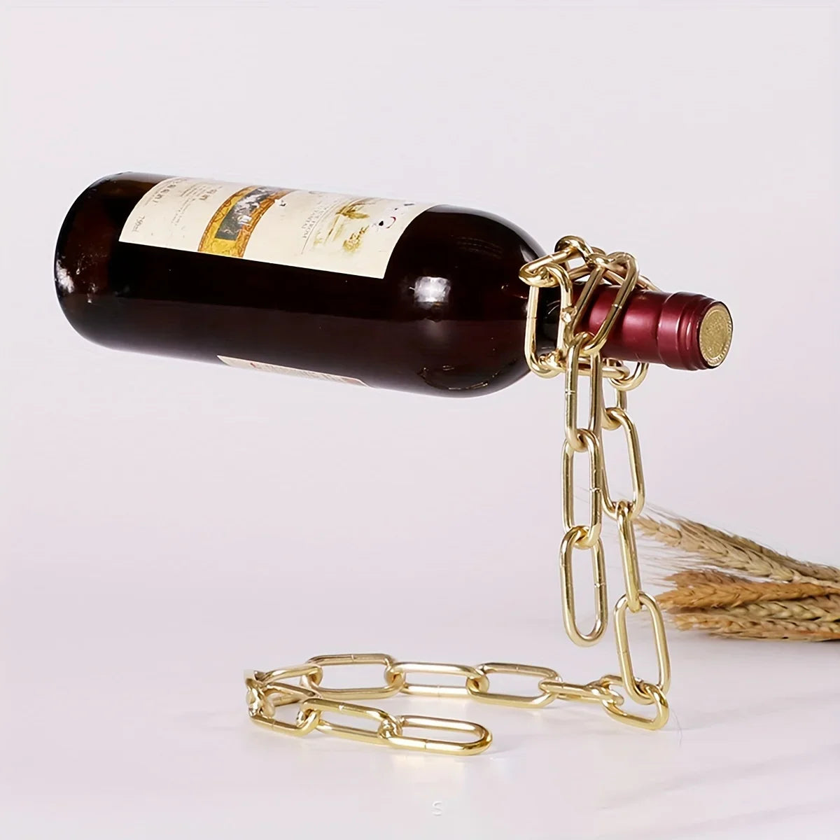 Eisenketten Weinflaschenhalter – Kreativer Schwebender Flaschenständer | Küchen- & Tischdekoration für Weinliebhaber Kaufschwan®