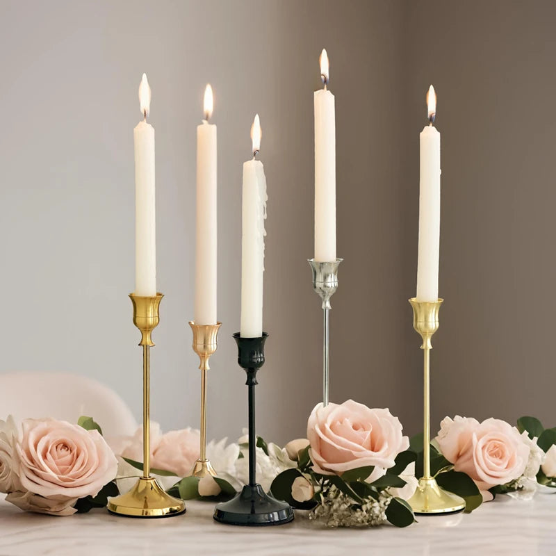 Set aus 3 Vintage Metall Aluminium Kerzenhaltern – Elegante Tischdekoration für Hochzeit, Zuhause & Hotel Kaufschwan®