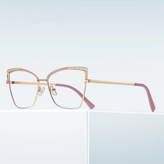 Cat-Eye Anti-Blau-Licht Brille – Elegante Metallfassung mit Klarem Glas | Modische Computerbrille für Damen (Modell 99007) Kaufschwan®