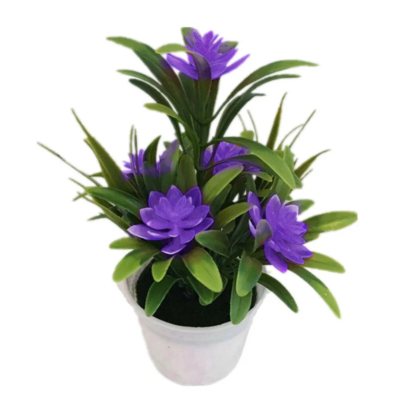 Künstliche Blumen im Blumentopf – Realistische Kunststoff-Bonsais für Zuhause, Büro & Hochzeit | Dekorative Kunstblumen & Geschenkidee Kaufschwan® Lila