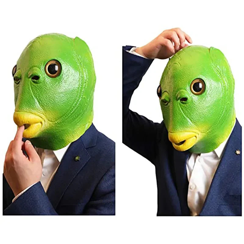 Lustige Cosplay Kostümmaske – Grüner Fischkopf Maske für Erwachsene Party, Make-up Party & Scherzartikel Kaufschwan®