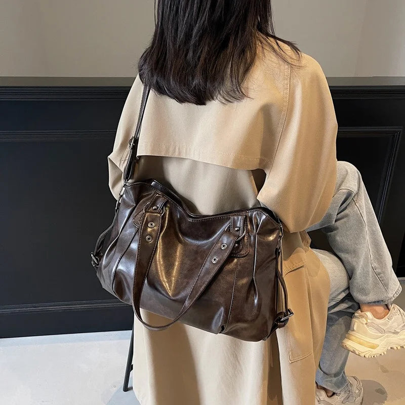 Klassische Vielseitige Damen Schultertasche für Pendler – Große Retro Handtasche | Reisetasche mit Reißverschluss Shopping Tasche Kaufschwan®