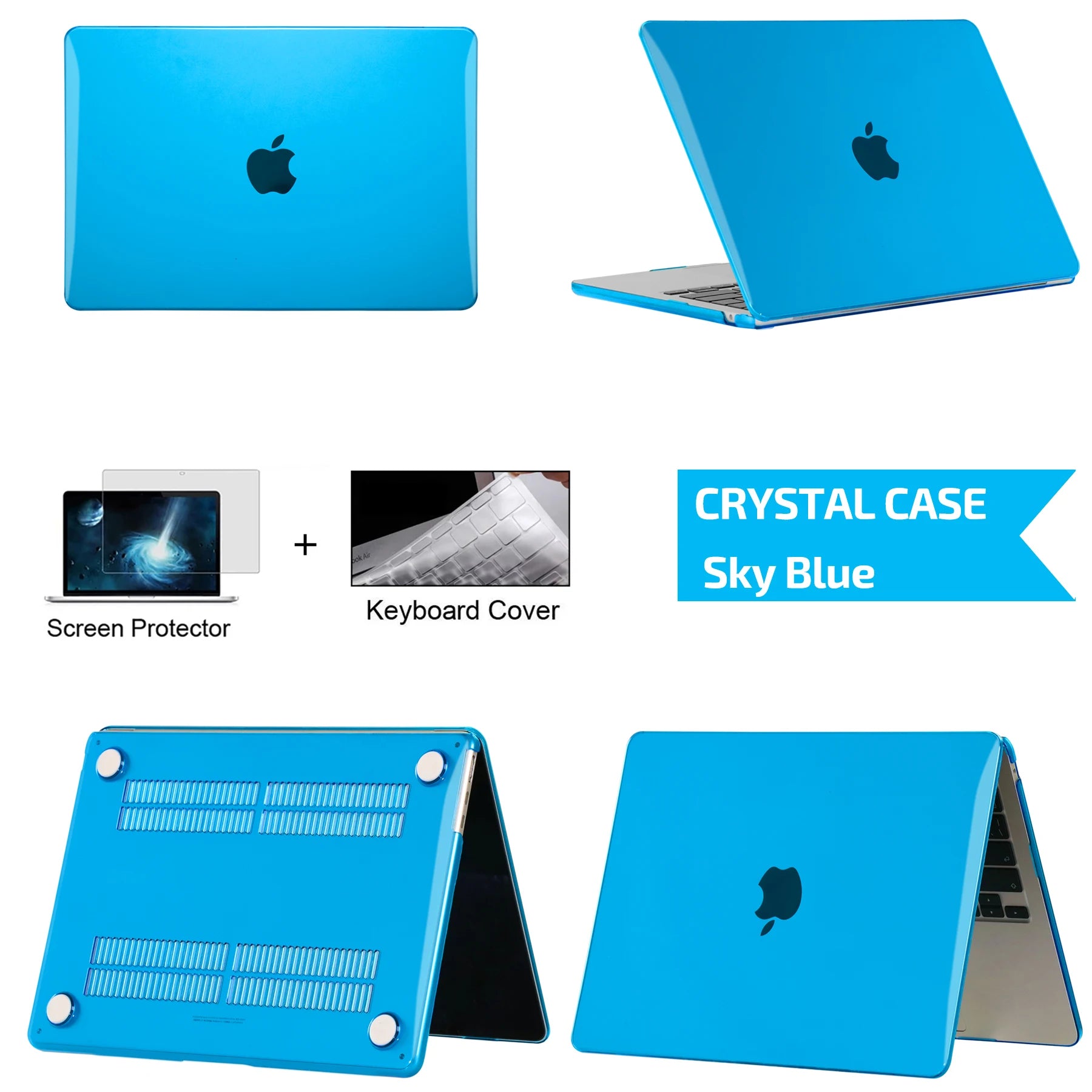 Laptop Hülle für MacBook Air & Pro – Schlanke Stoßfeste Hartschalen Schutzhülle Kaufschwan® Kristallblau Neo A3404