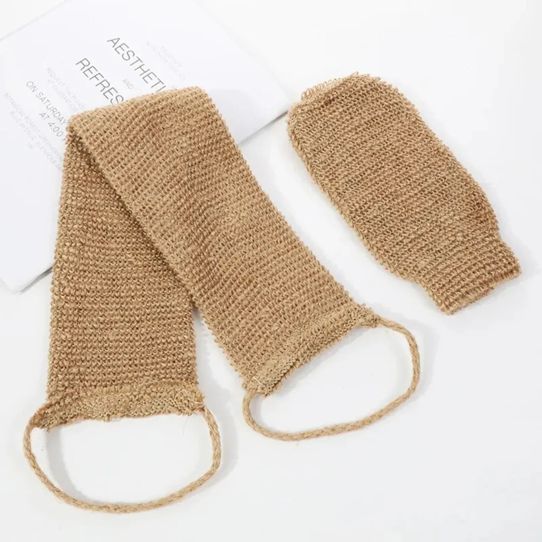Hanf Rückenpeeling Tuch – Natürlicher Jute Peeling Rücken Gurt mit Handschuhen Körperreinigungs Set Kaufschwan®