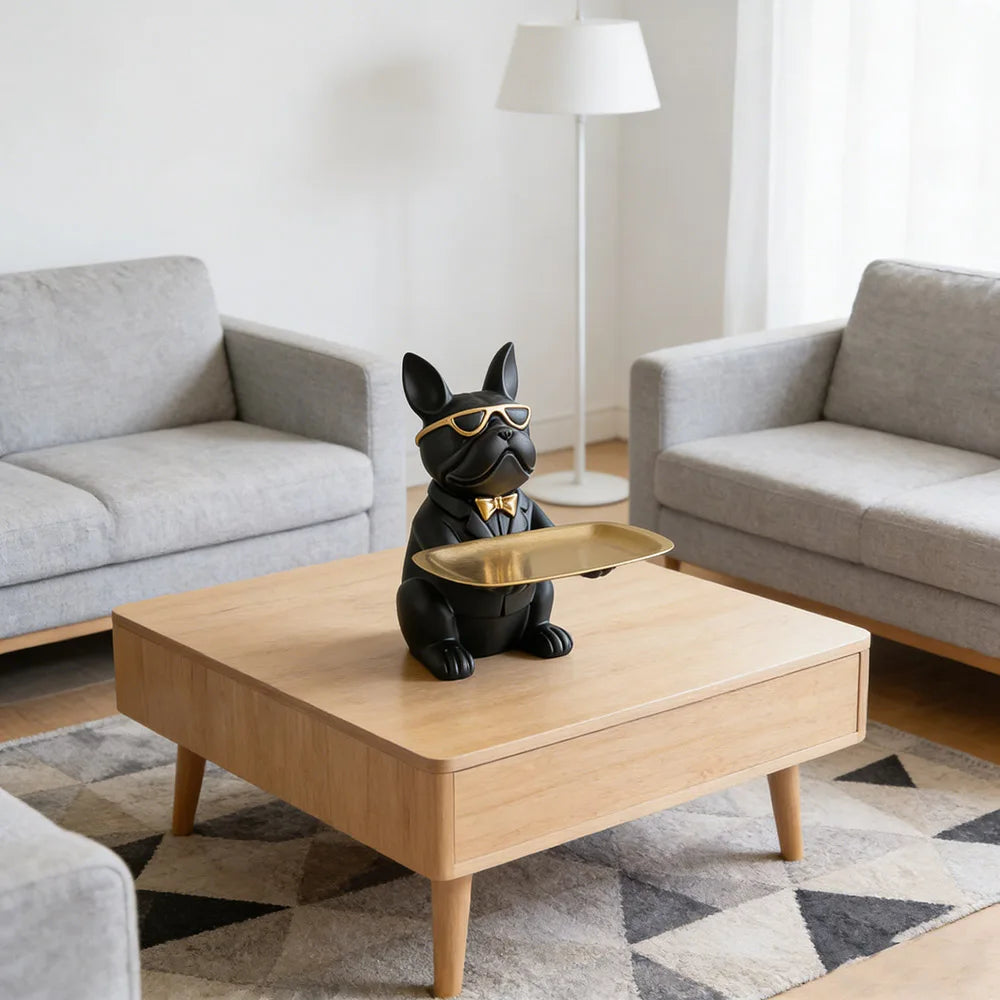Kreative Bulldoggen-Tablett Statue – Tierische Dekoration mit Ablage für Wohnzimmer, Schlafzimmer und Geschenkidee Kaufschwan®