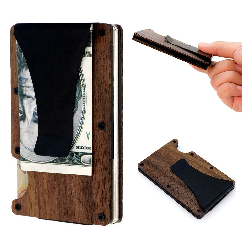 Minimalistische Geldbörse für Herren – Schlanke Aluminium Geldklammer mit RFID Schutz | Fronttaschen Metall Kartenhalter Kaufschwan®
