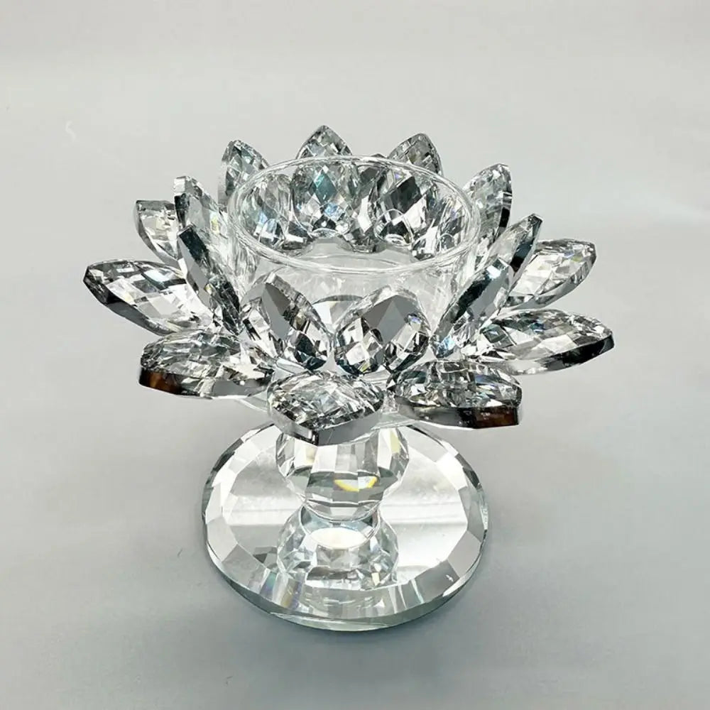 Kristall Lotus Kerzenhalter – Eleganter Klarer Blumen-Teelichthalter mit Flachem Standfuß für Party Dekoration Kaufschwan®