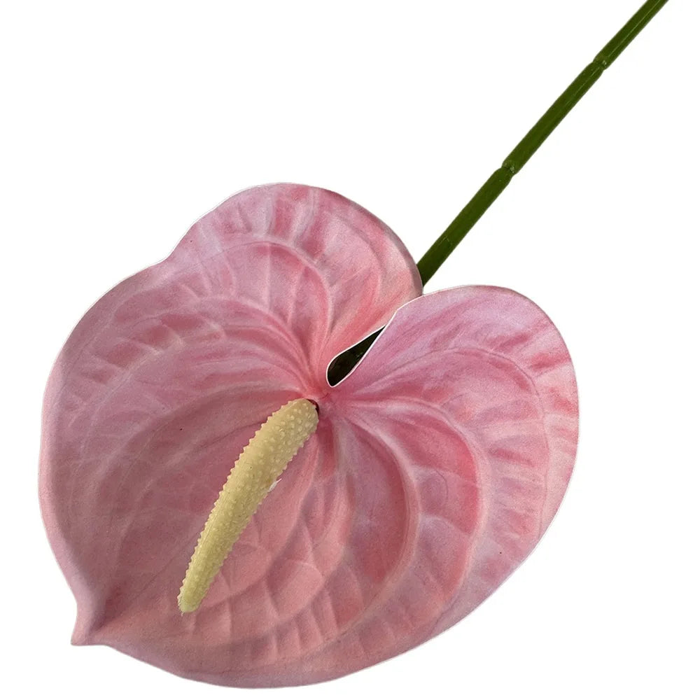 Mehrfarbige Künstliche Kleine Anthurie 60cm – Real-Touch Gummiblume für Zuhause, Fotorequisiten & Tropische Dekoration Kaufschwan® Hellrosa