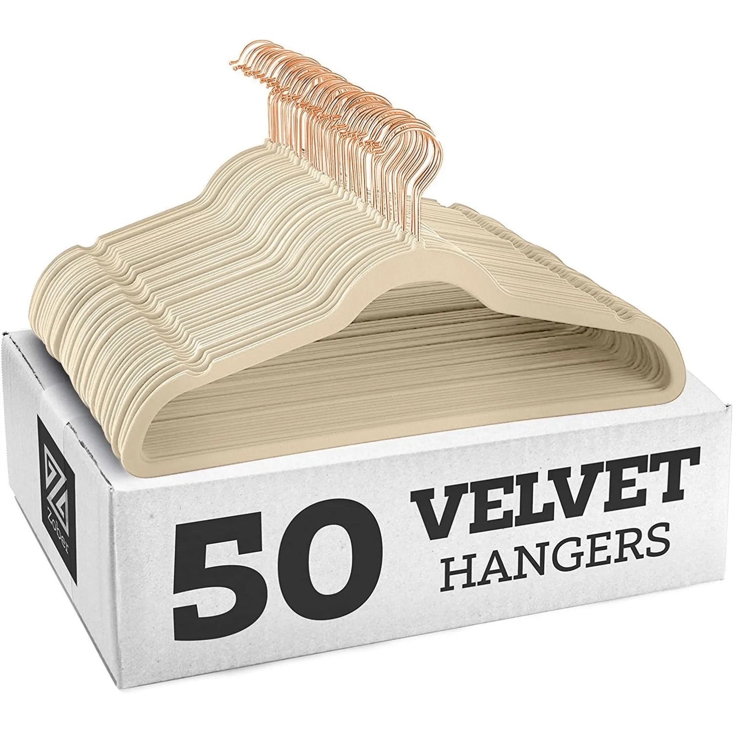 50er Set Kleiderbügel - Anti Rutsch Samt Kleiderbügel – Japanischer Stil für Kleider und Mäntel Kaufschwan® Elfenbein/Roségold