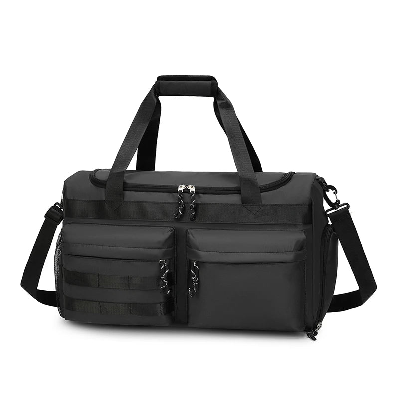 Große Reisetasche mit Viel Stauraum – Carry-On Tasche mit Trocken- & Nassfach | Multifunktionale Unisex Wochenend- & Nacht Tasche Kaufschwan® Schwarz