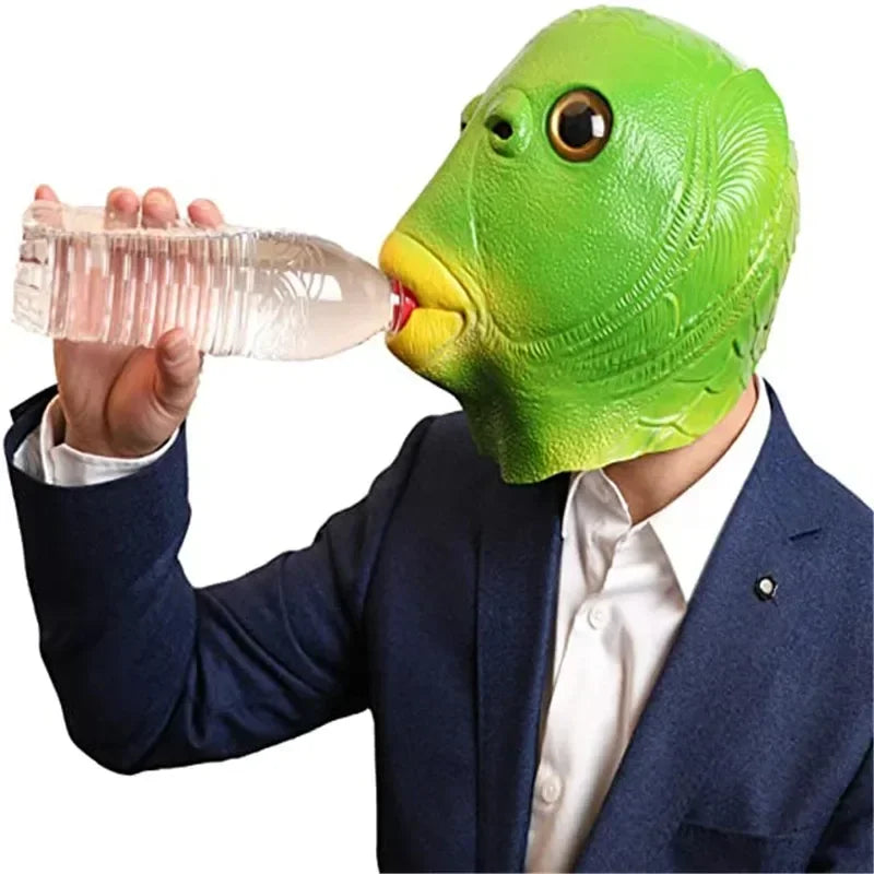 Lustige Cosplay Kostümmaske – Grüner Fischkopf Maske für Erwachsene Party, Make-up Party & Scherzartikel Kaufschwan®
