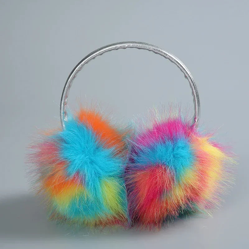 Bunte Regenbogen Winter Ohrwärmer – Plüsch Ohrenschützer | Winddicht, Warm & Weich Kaufschwan®