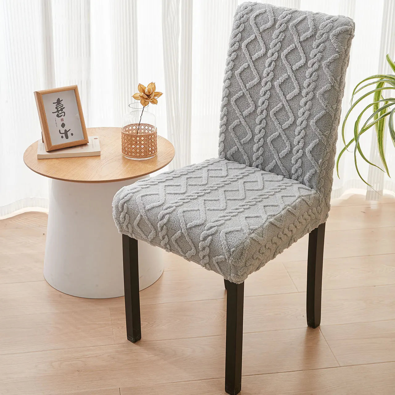 4 Stück Moderne Velours Stuhlbezüge – Elastische Slipcovers mit Gummiband, Dicke Plüsch Sitzschützer für Alle Jahreszeiten Kaufschwan®