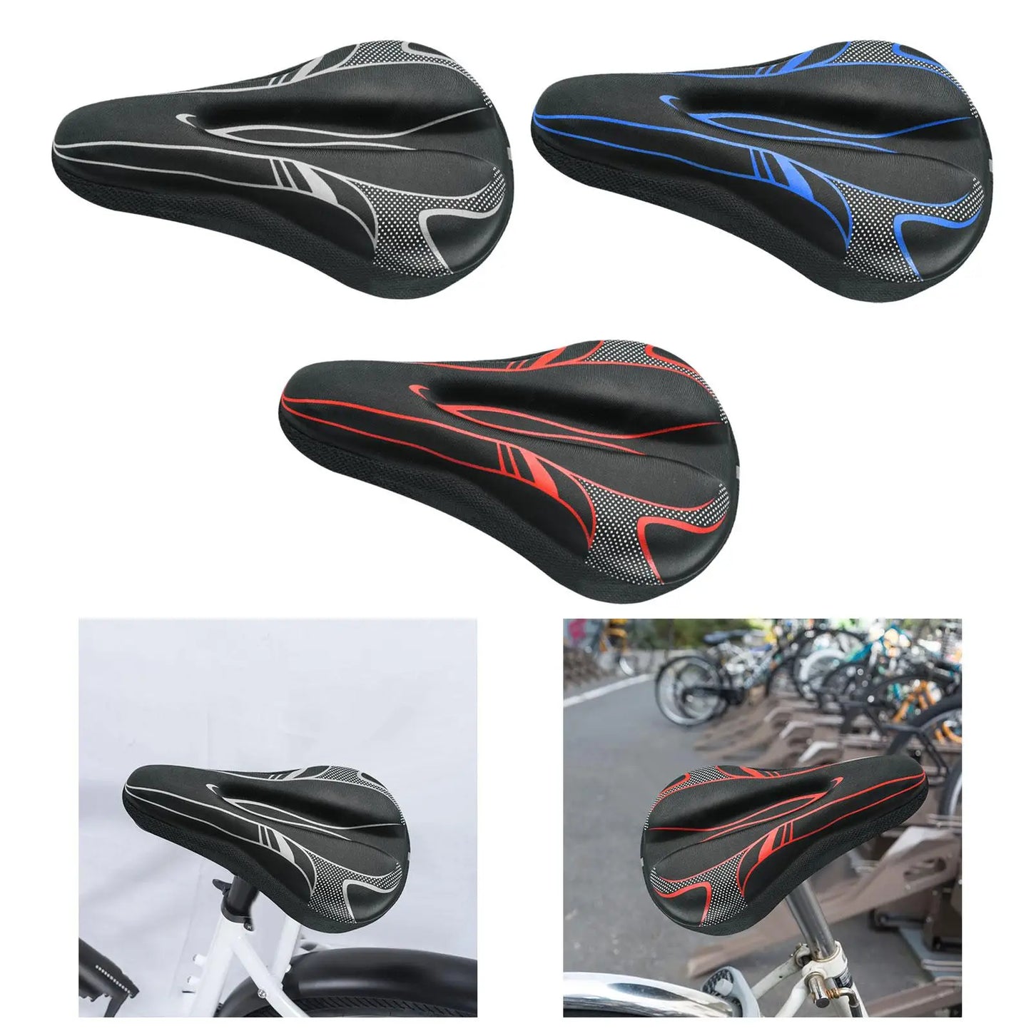 Fahrradsattel-Bezug – Bequeme Verschleißfeste Sitzpolsterung mit Kordelzug | Einfach zu Installierender Sattelüberzug für Damen & Herren, MTB & Rennrad Kaufschwan®