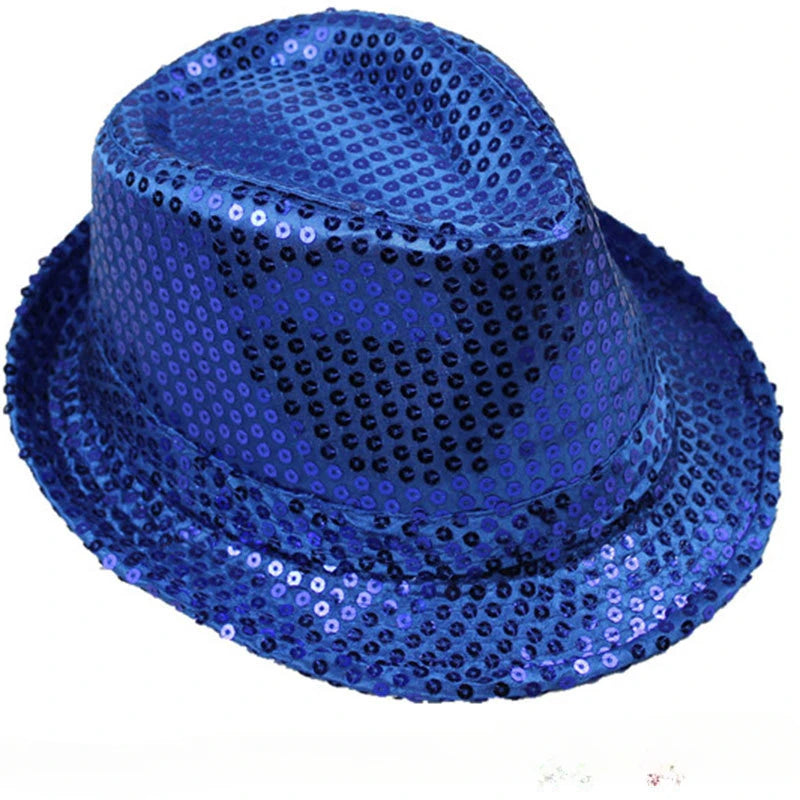 Britischer Top Jazz Hut – Herren & Damen Bühnenhut mit Pailletten, Glänzende Weihnachtsfedora, Party, Eltern-Kind, Halloween Kaufschwan®