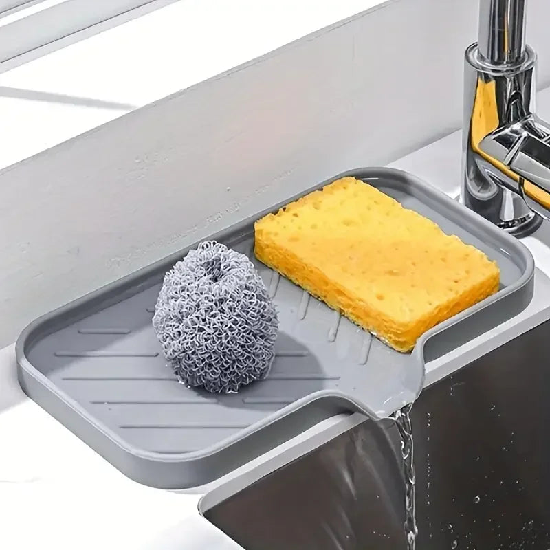 Hochwertige Silikon Spülbecken Ablage mit Abfluss – Seifen- & Schwammhalter | Küchen Organizer für Bürsten & Spülutensilien Kaufschwan®