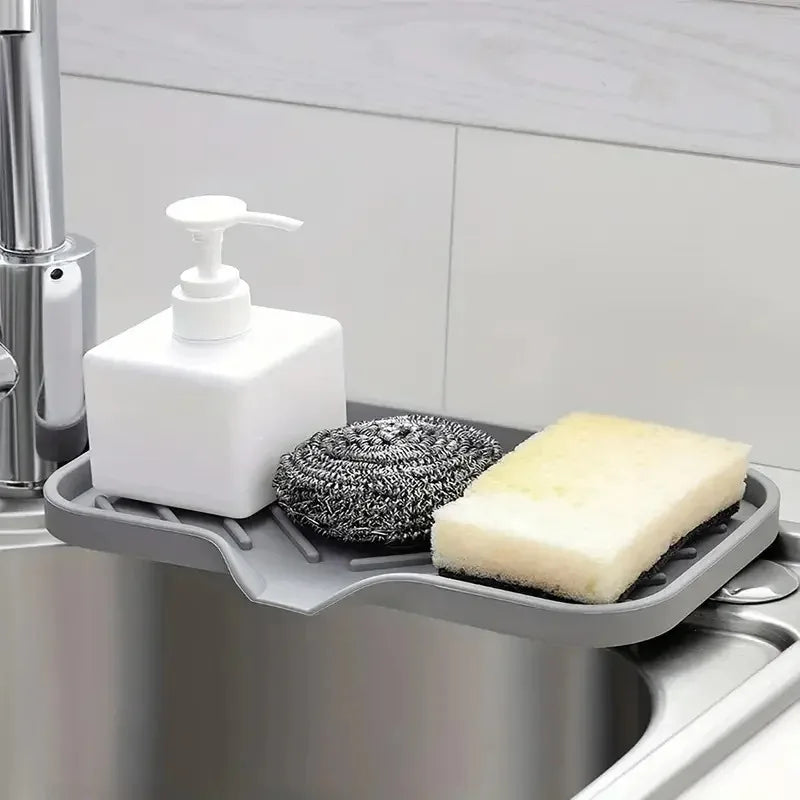 Hochwertige Silikon Spülbecken Ablage mit Abfluss – Seifen- & Schwammhalter | Küchen Organizer für Bürsten & Spülutensilien Kaufschwan®