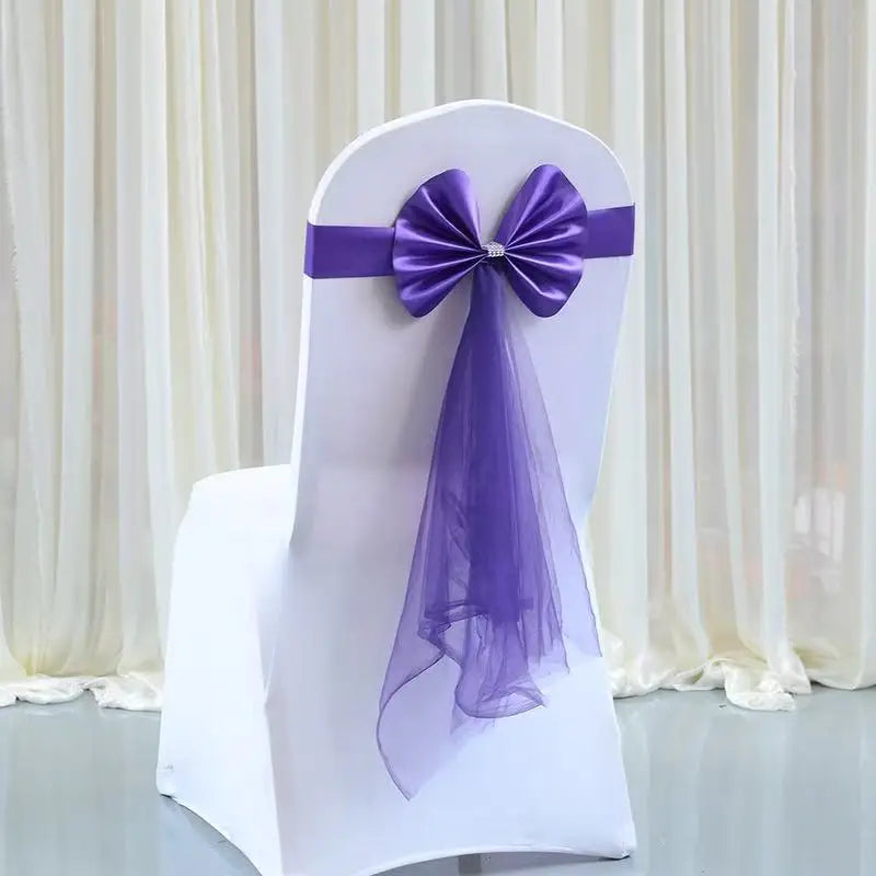 Stuhlschleife aus Stretch-Spandex mit Organza Schmetterlingsband – Elegante Stuhldekoration Kaufschwan®