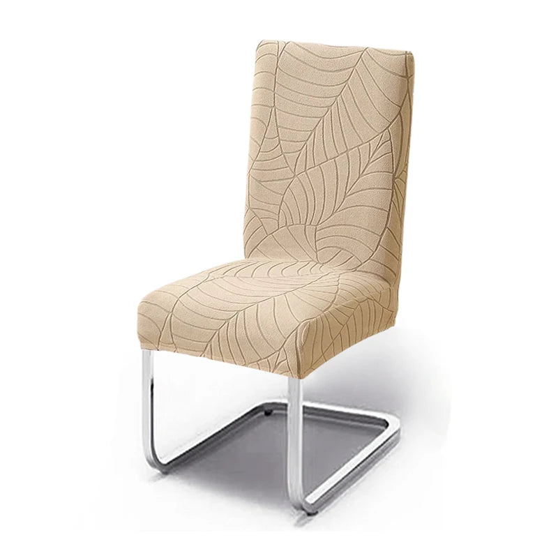 1/2/4/6 Stück Blatt Jacquard Stuhlbezug – Einfarbiger Spandex Sitzbezug | Elastischer Stuhlschutz für Küche, Esszimmer & Restaurant Kaufschwan® Beige 1 Stück