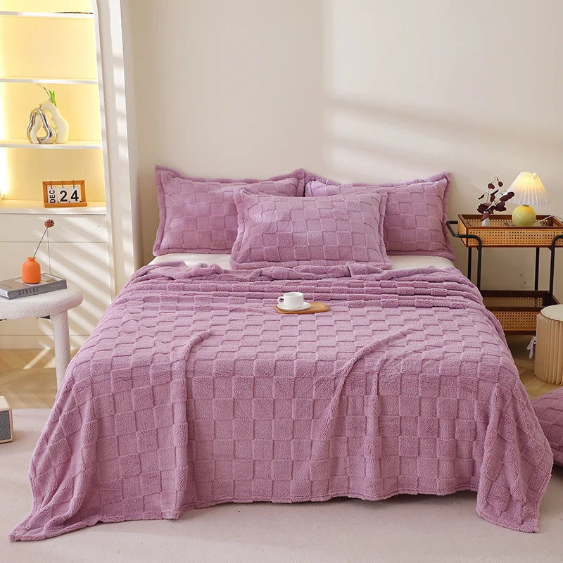 Karierte Weiche Taffeta Fleece Decke – Flauschiger Einfarbiger Bettbezug & Überwurf für Sofa, Bett, Erwachsene, Kinder & Haustiere Kaufschwan®