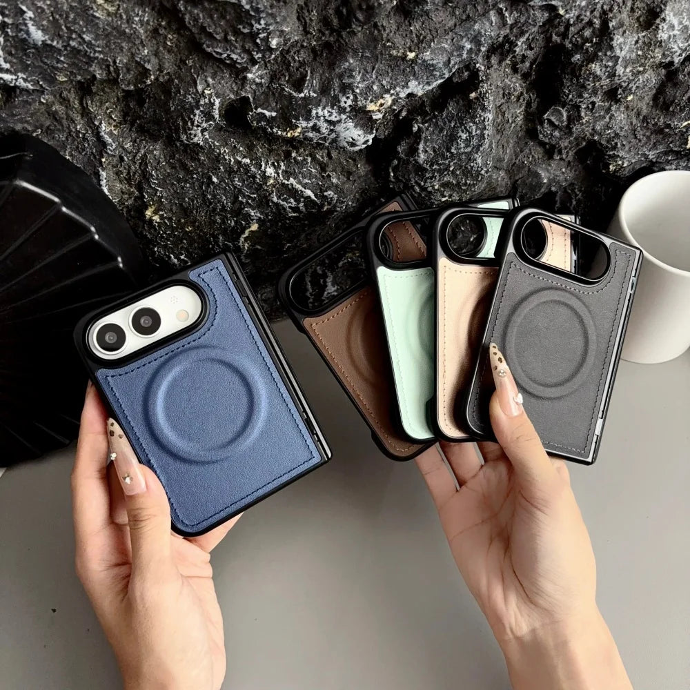 Luxuriöse Matte Lederhülle für iPhone Duo – Magnetische MagSafe-Kompatible Schutzhülle mit Kabellosem Laden und Stoßschutz Kaufschwan®