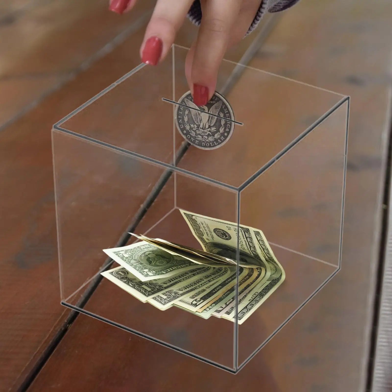 Transparente Acryl Spardose – Nicht Öffnendes Sparglas für Bargeld und Münzen Kaufschwan®