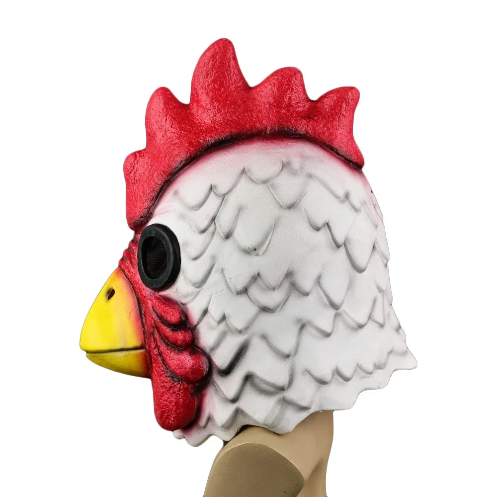 Cosplay Latex Miami Hahn Maske – Lustige Hühnerkopf Tiermaske für Halloween, Maskerade & Erwachsene Kostümpartys Kaufschwan®