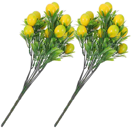 2 Stück Künstliche Zitronenzweige – Plastik Zitronen-Fruchtzweige für Vase, Hochzeit & DIY Dekoration Kaufschwan®