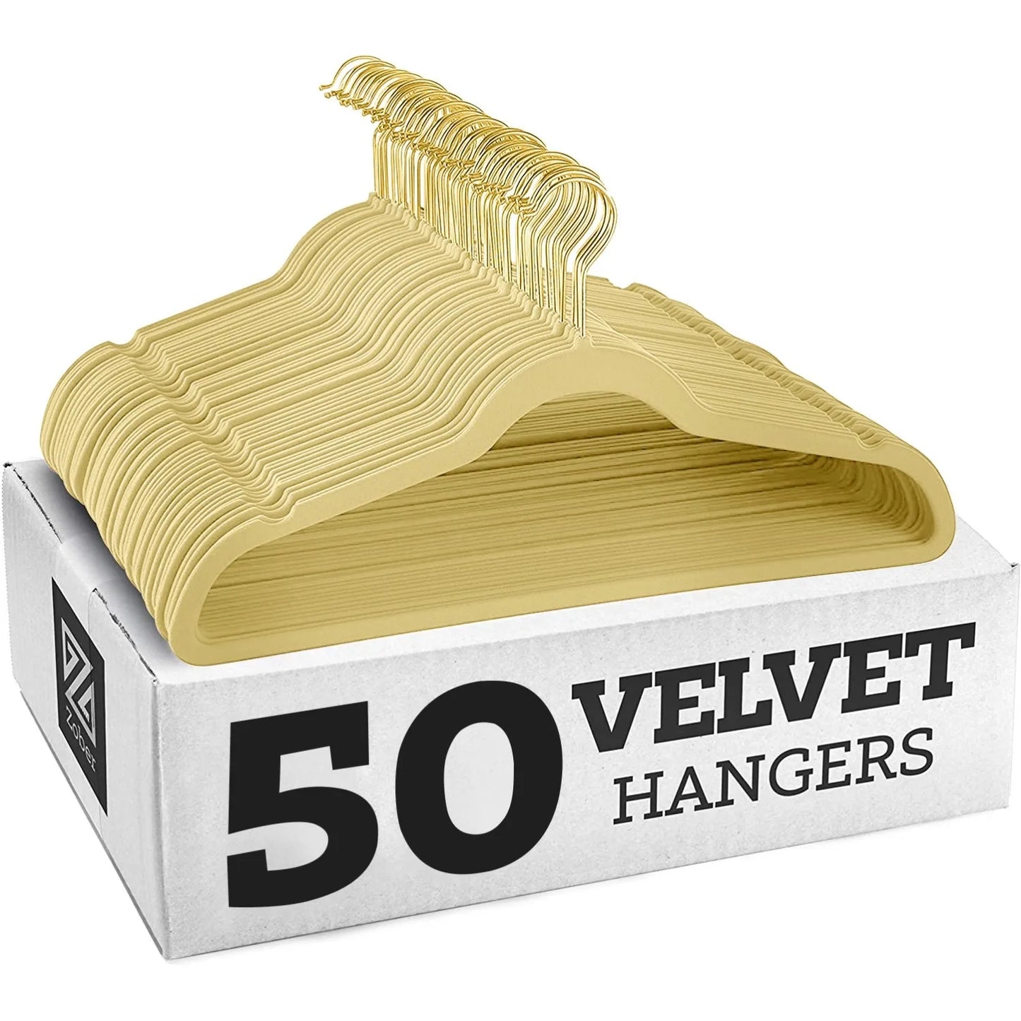 50er Set Kleiderbügel - Anti Rutsch Samt Kleiderbügel – Japanischer Stil für Kleider und Mäntel Kaufschwan® Beige/Gold