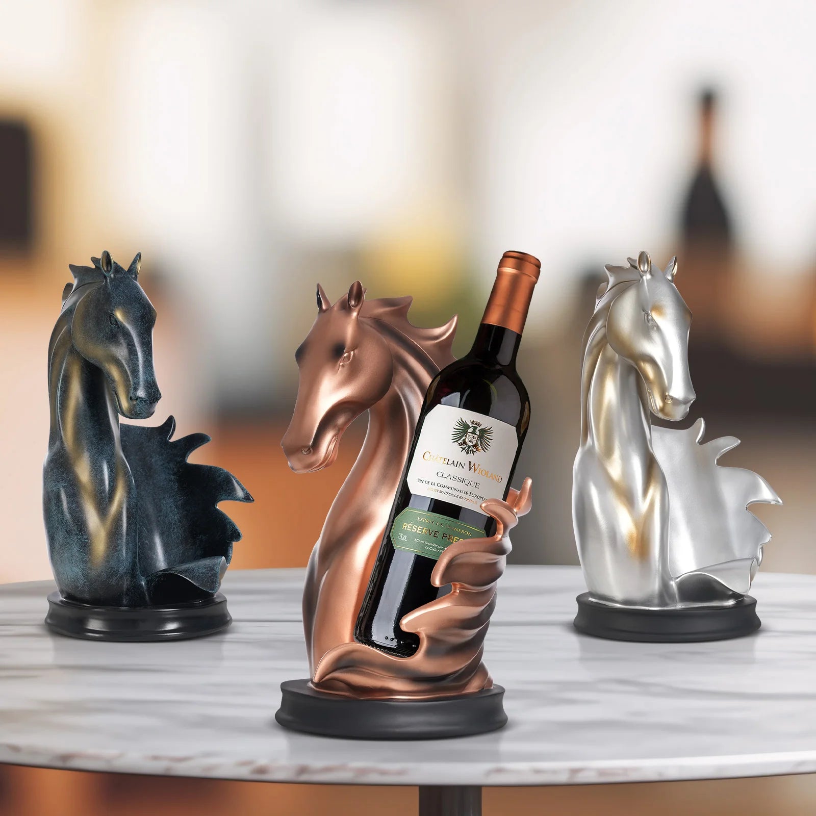 Pferdeskulptur Weinflaschenhalter – Eleganter Flaschenständer | Multifunktionaler Weinregal & Wohn-Deko Halter Kaufschwan®