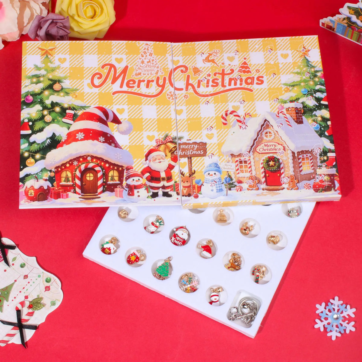 Schneemann- & Weihnachtsmann-Armband-Adventskalender – 24-Tage-Weihnachtskalender mit Schmucküberraschungen